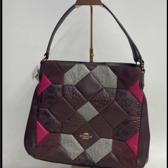 Coach Patchwork Shoulder Bag - Pink, Gray, and Brown - Picture 1 of 7